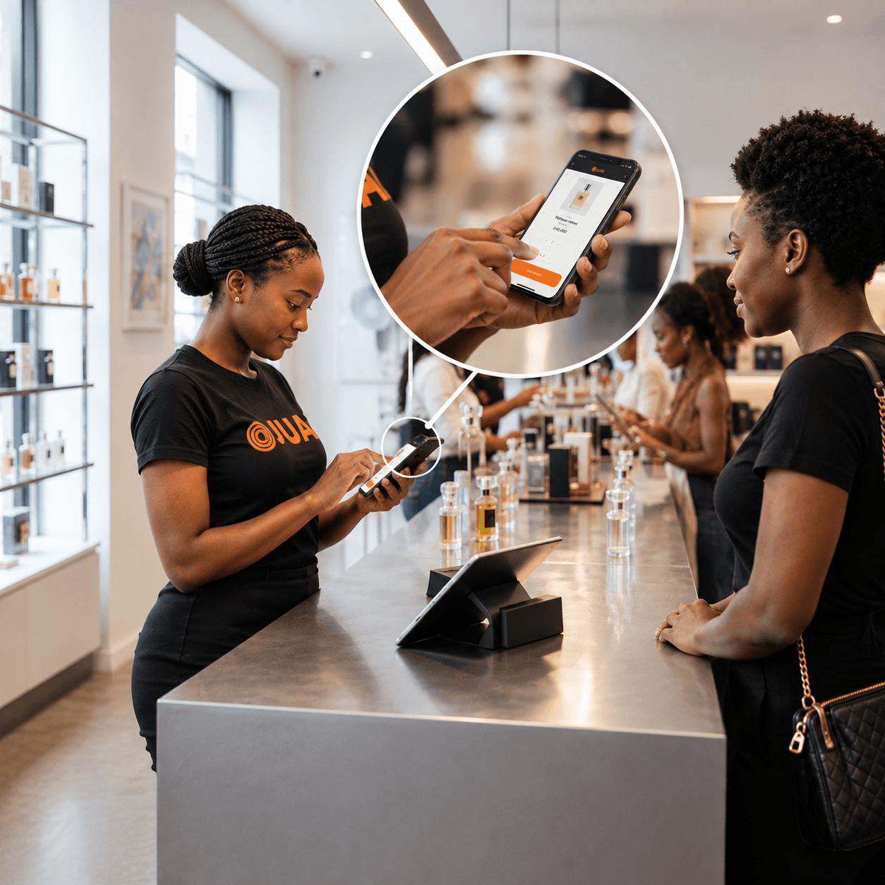 Cashier serving a customer